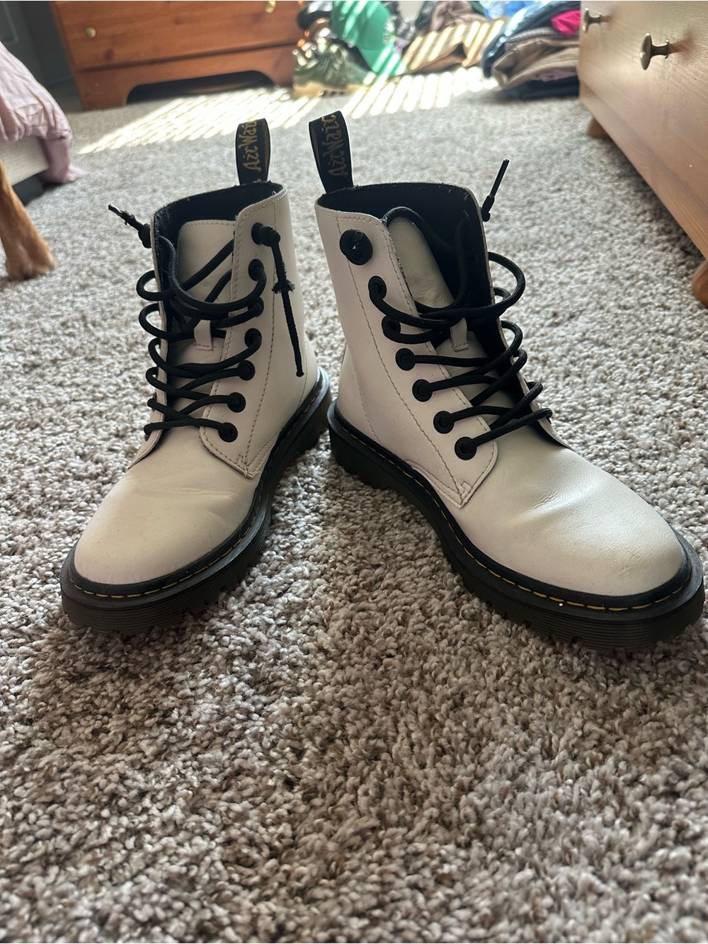 Dr. Martens White Lace-Up Combat Boots